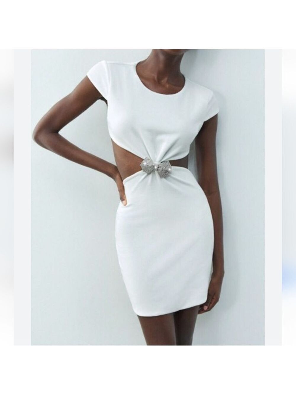 NWT Zara Jewel Bow Open Back Mini Dress, Size M
